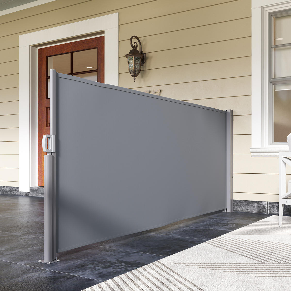 SEITENMARKISE ausziehbar blickdicht Sichtschutz mit Wandhalterung Dunkelgrau - Dunkelgrau, Metall (1/140cm) - Outsunny