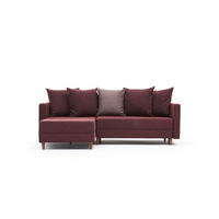 ECKSOFA mit Schlaffunktion, 215 cm Gesamtbreite - Rot/Braun, Holz/Buchenholz (215/150cm) - myHomelando