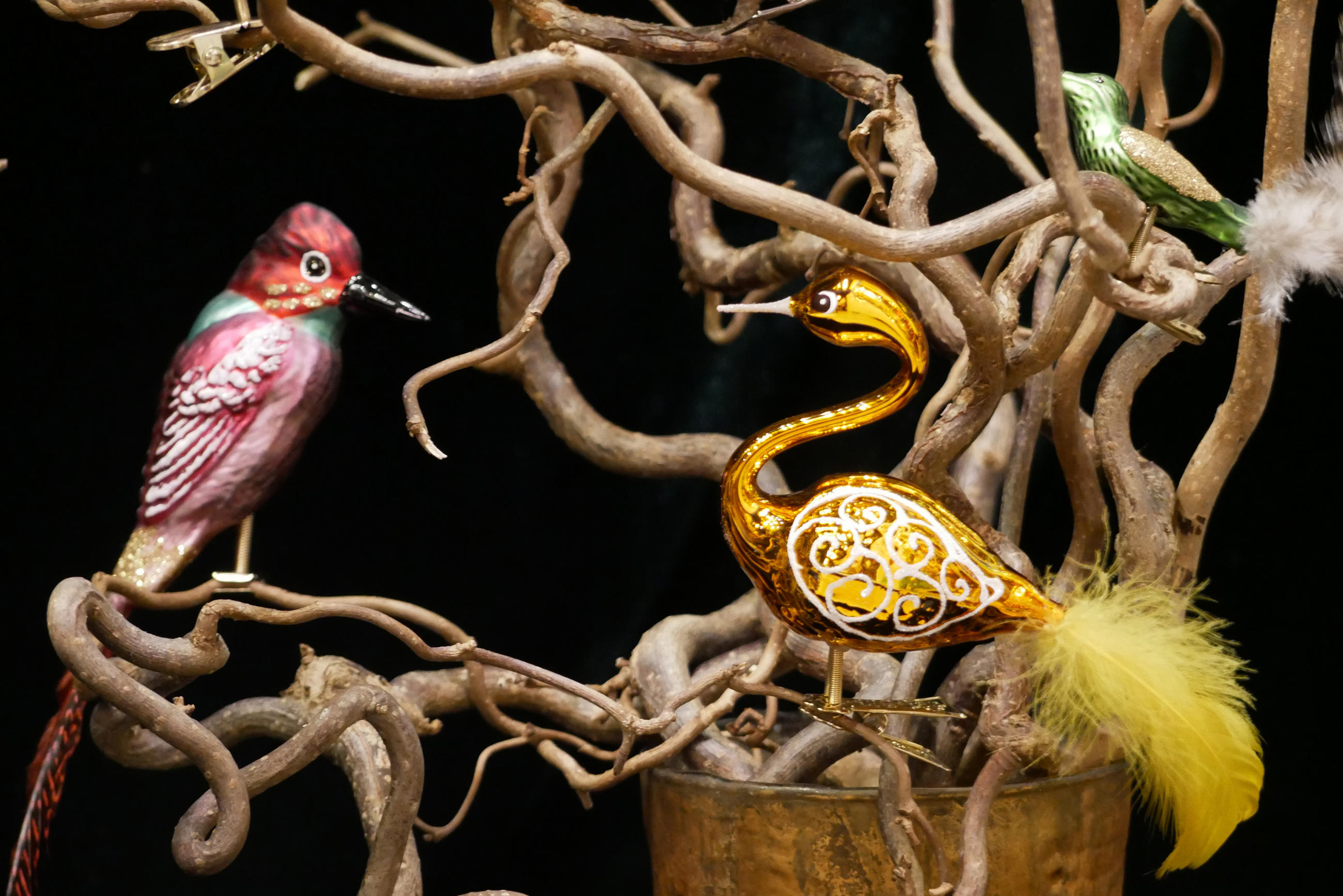 CHRISTBAUMSCHMUCK Schwan Goldfarbig 5cm (Glas / 1 Stk.) - Goldfarben, Glas (3/5/9cm) - Krebs Glas Lauscha