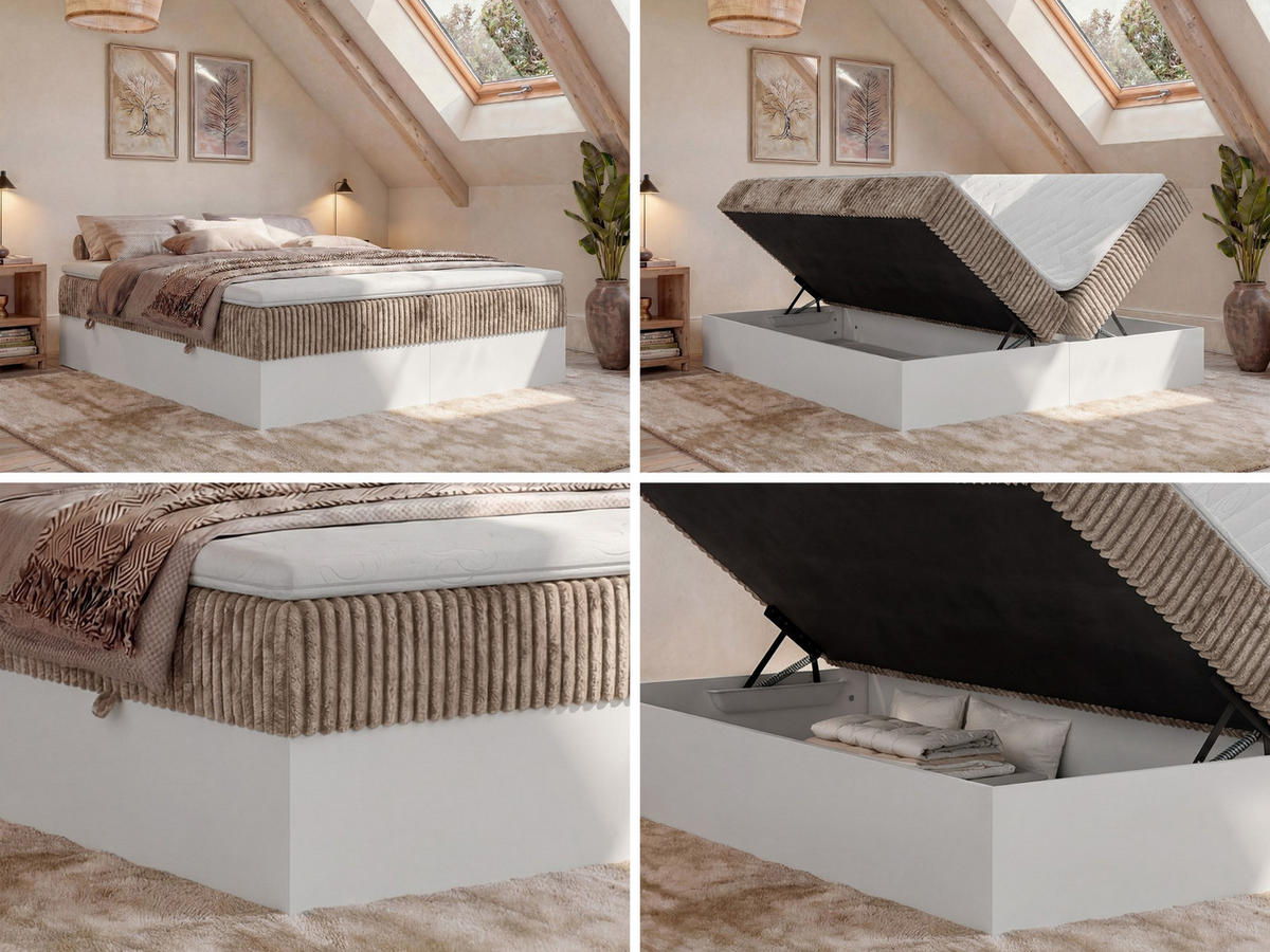 POSTEL BOXSPRING TRAVIT ZERO 140/200 - Hnědá Manšestr - Topper Visco - H4 - černá/hnědá, textil/plast (140/200cm) - MKS
