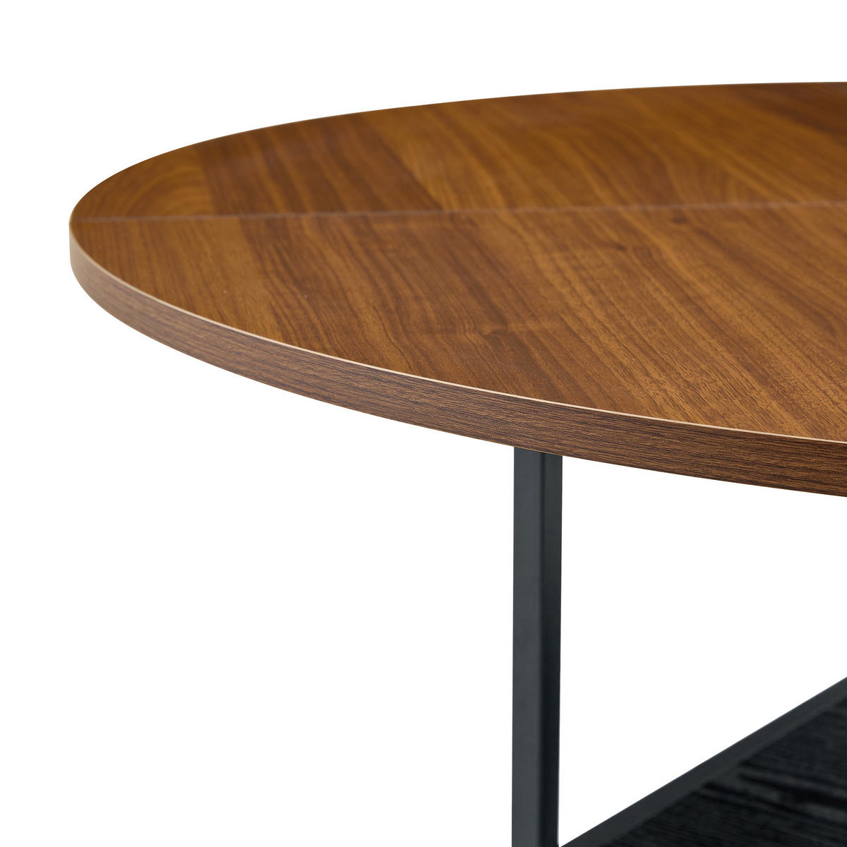 ESSTISCH 107/107/75 cm schwarz walnussfarben aus MDF und Metall mit doppelter Ablage - Schwarz, Holzwerkstoff (107/107/75cm) - OKWISH