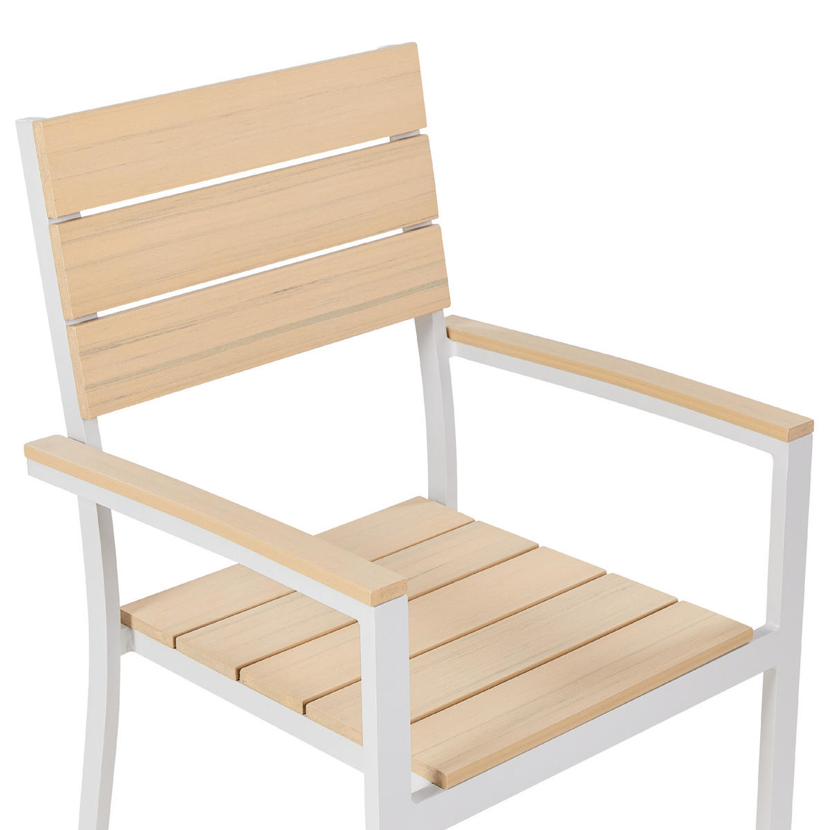 GARTENSTUHL 6er-Set Kunstholz beige/weiß Como - Beige/Weiß, Kunststoff (55/90/55cm) - Beliani