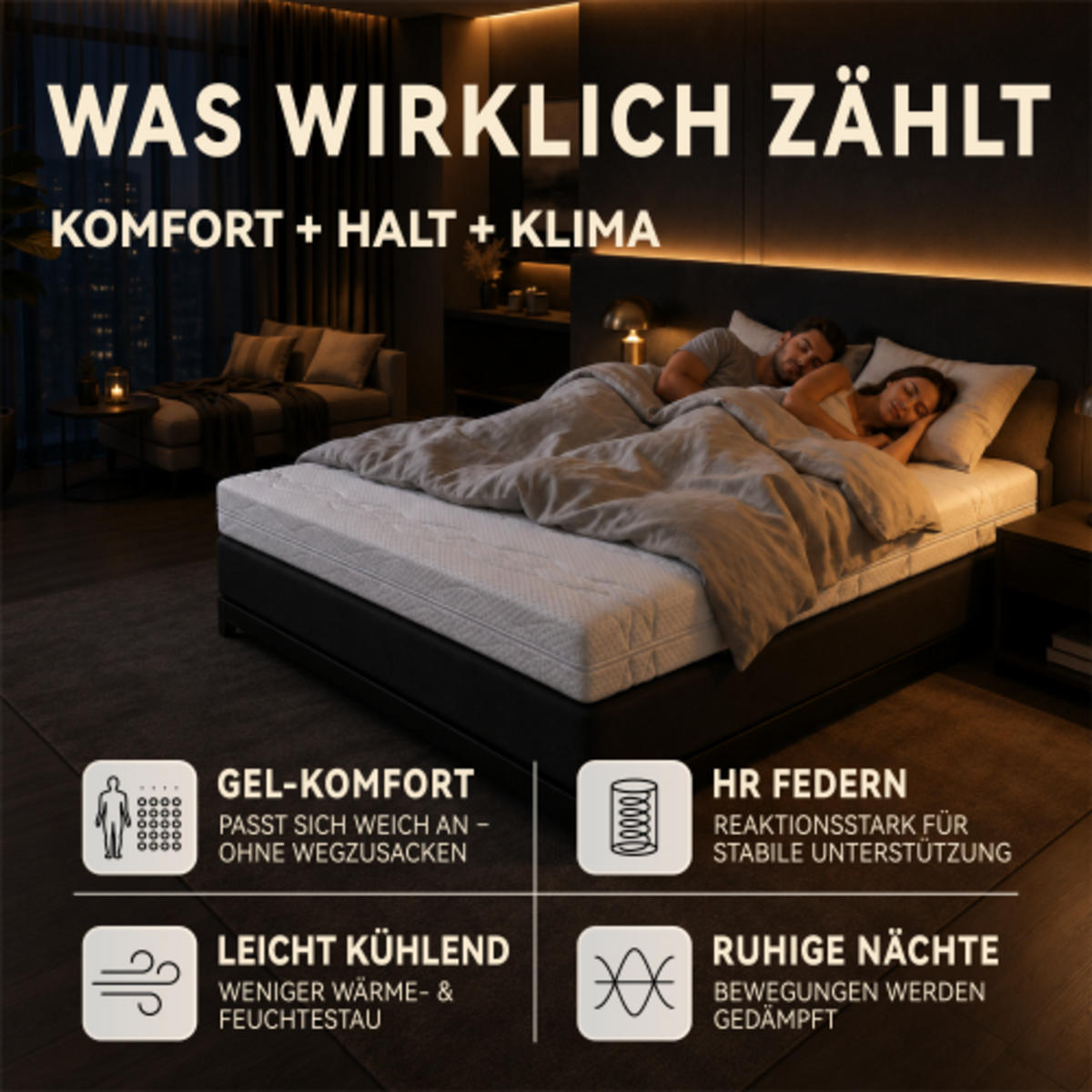 TASCHENFEDERKERNMATRATZE 160×200cm mit 7-Zonen-Schaum, beidseitigem Liegekomfort und abnehmbarem Bezug, weiß & grau - Weiß, Kunststoff - Luhomfu