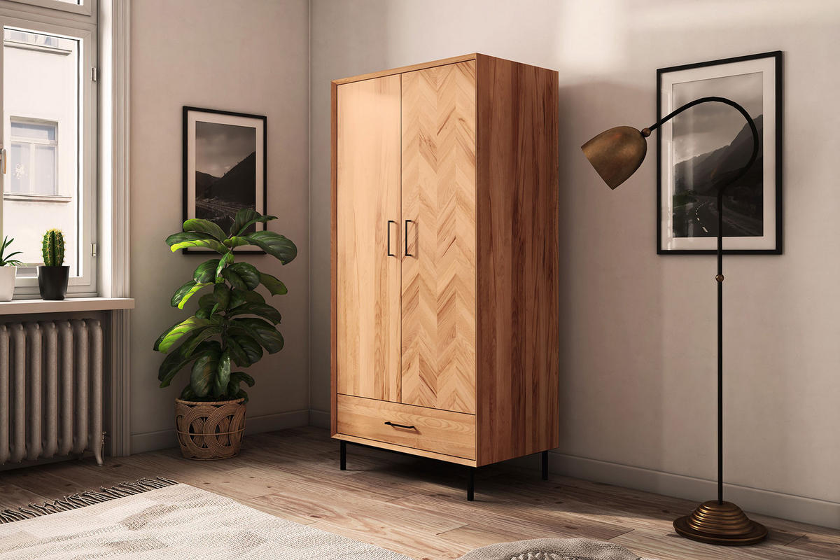 KLEIDERSCHRANK 2 TÜREN LEON Kernbuche - Kernbuche, Holz (97/196/45cm) - byoak