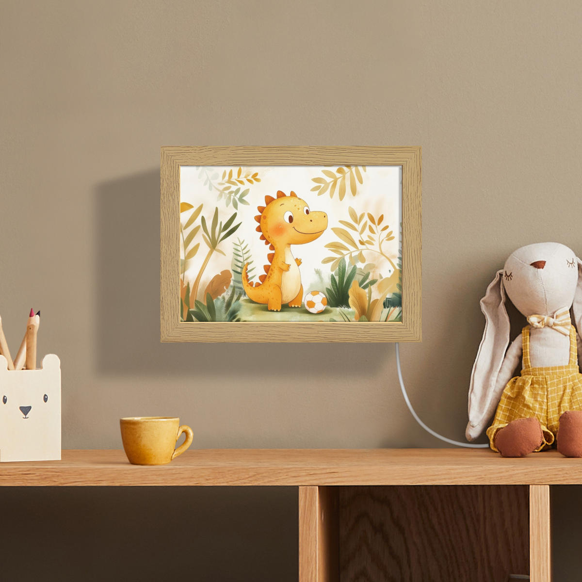NÁSTĚNNÁ LAMPA Dino - Fotbal - Orange 20x15 cm - béžová, kompozitní dřevo (20/15/8cm) - OnlyWow