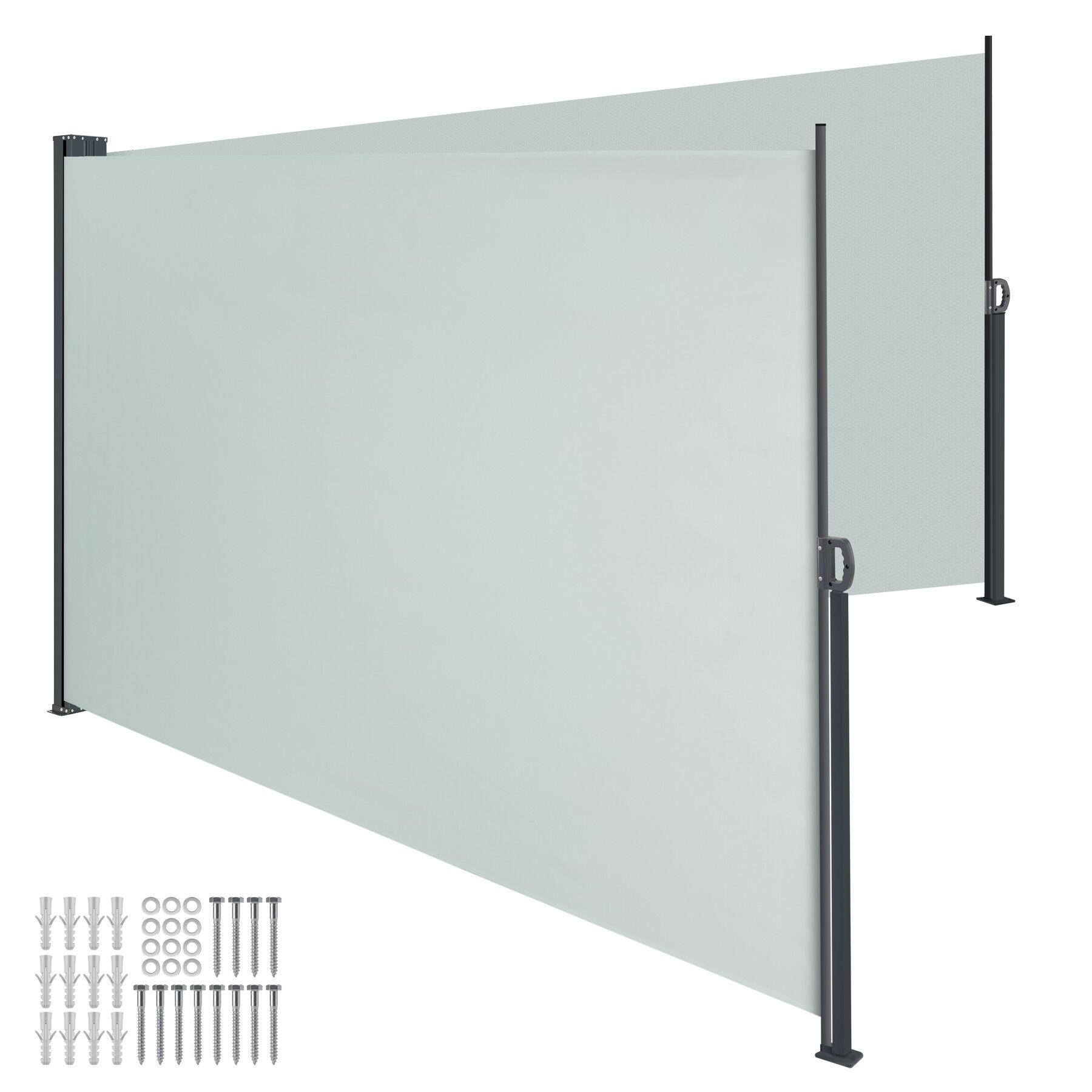 DOPPEL-SEITENMARKISE , ausziehbar, mit Aufrollmechanismus, grau - Grau, Textil (600/160/9cm) - tectake