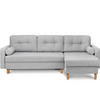 ECKSCHLAFSOFA ERISO 3/4 Sitzer und Universalecke mit Ottoman, Strukturstoff, hellgrau - Hellgrau/Braun, Textil (240/183cm) - KONSIMO®