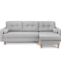 ECKSCHLAFSOFA ERISO 3/4 Sitzer und Universalecke mit Ottoman, Strukturstoff, hellgrau - Hellgrau/Braun, Textil (240/183cm) - KONSIMO®