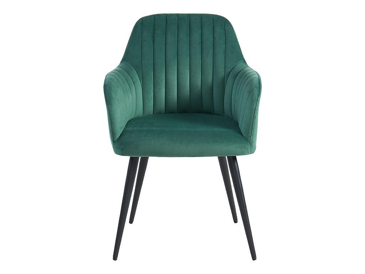 STUHL mit Armlehnen 6er-Set - Samt & Metall schwarz - Grün - ELEANA - Grün, Textil (59/82/58cm) - Vente-Unique