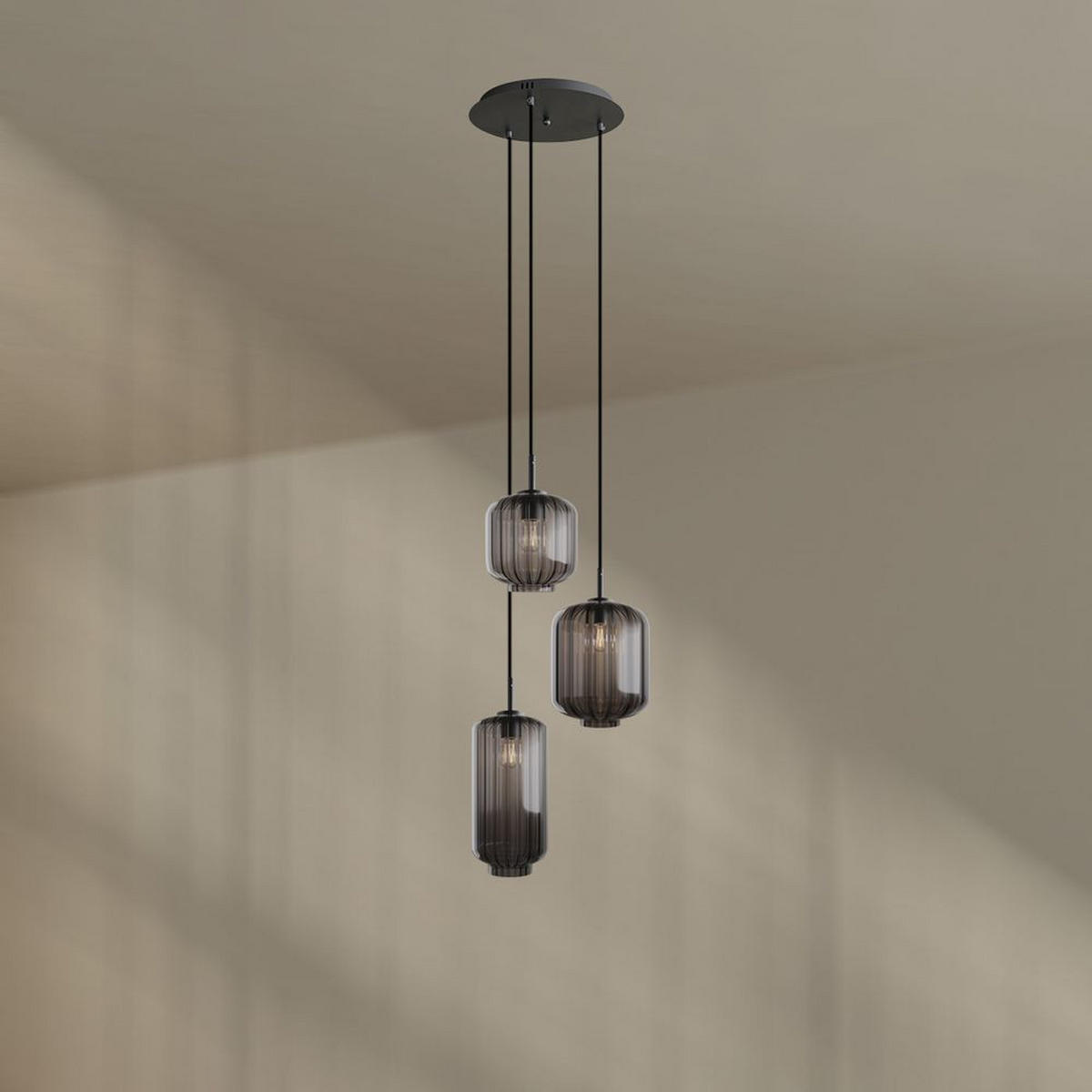 GALERIELEUCHTE Velo 3-flammig Rauch Ø 18/20/25cm - Anthrazit/Schwarz, Glas (25/25/27cm) - s.luce