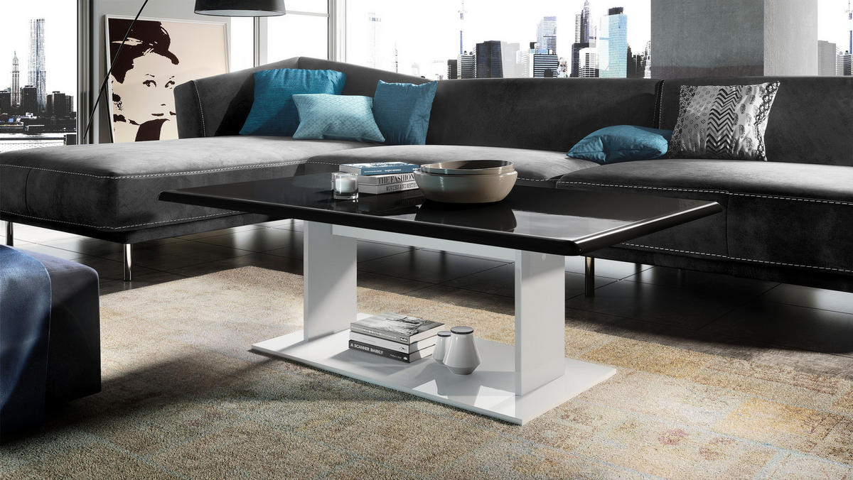 COUCHTISCH Mono Tischplatte in Schwarz Hochglanz - Schwarz Hochglanz, Holzwerkstoff (70/120/40cm) - Vladon