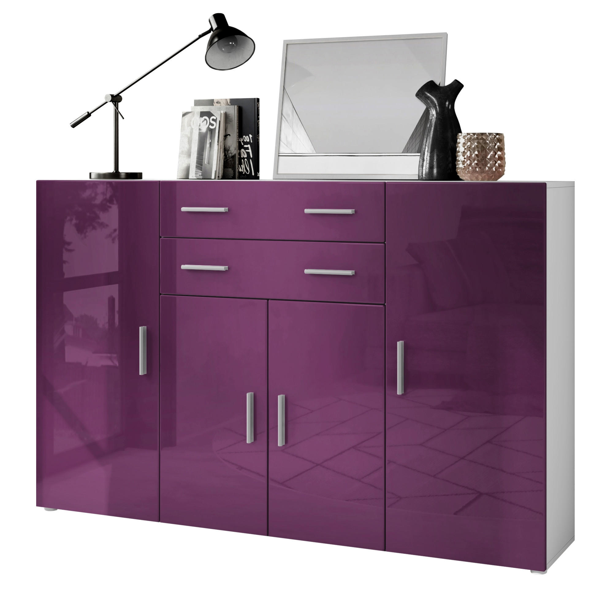 HIGHBOARD Aron Fronten in Brombeer Hochglanz - Brombeere, Holzwerkstoff (166.5/106.5/35cm) - Vladon