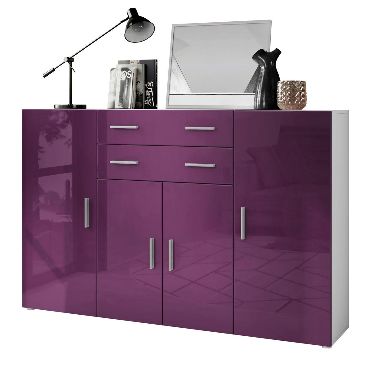 HIGHBOARD Aron Fronten in Brombeer Hochglanz - Brombeere, Holzwerkstoff (166.5/106.5/35cm) - Vladon