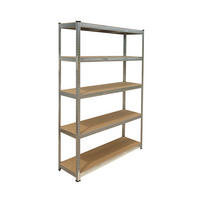 SCHWERLASTREGAL Silber Natur 5 Ebenen 60 cm - Multicolor, Holzwerkstoff/Kunststoff (120/200/60cm) - Relaxdays
