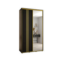 SCHWEBETÜRENSCHRANK 235,2/130/60 2-türig - Goldfarben/Schwarz, Holz/Metall (130/235/60cm) - Abiks Möbel