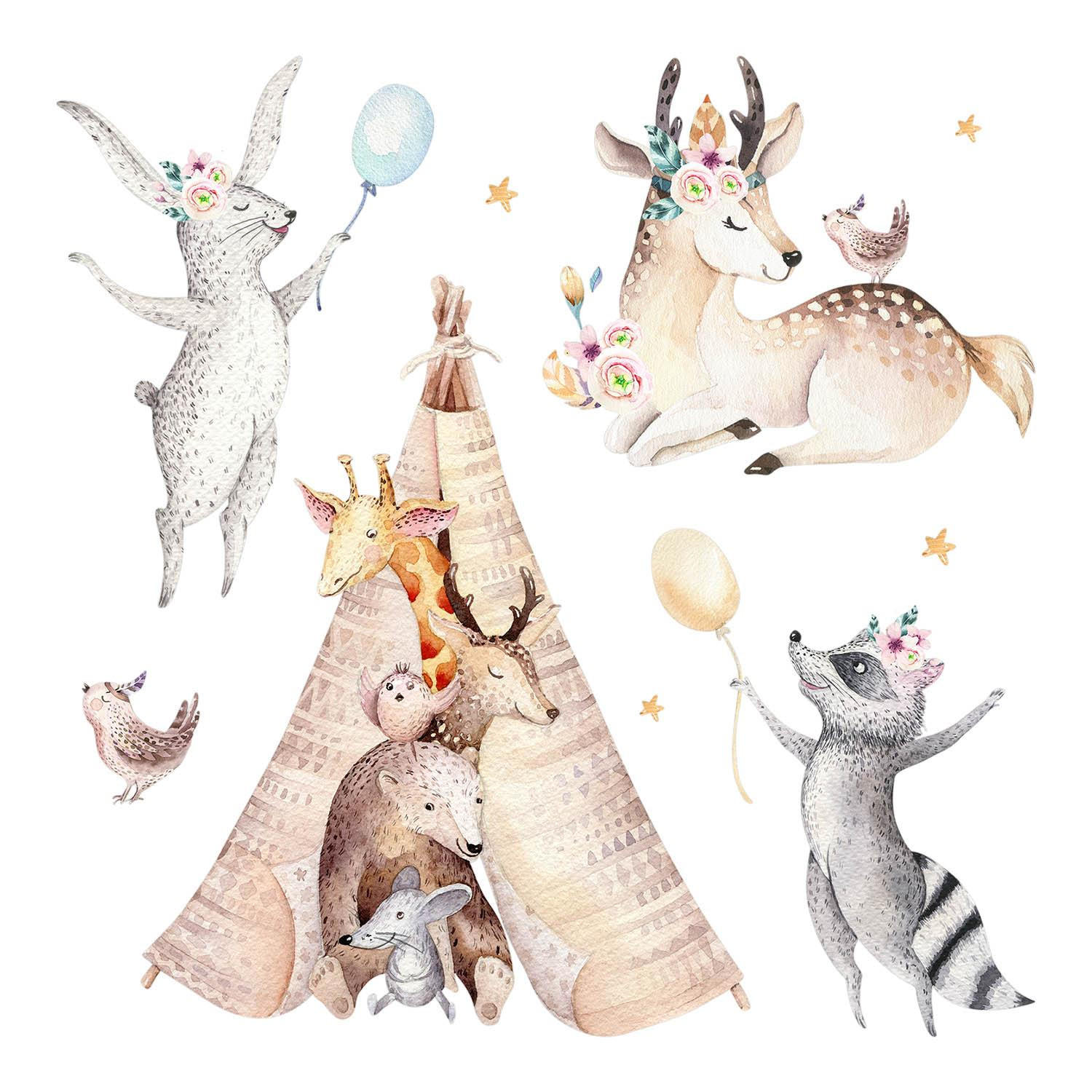 WANDAUFKLEBER 80x130cm - Waldtiere - Multicolor, Kunststoff (80/130/0.1cm) - Wallfluent