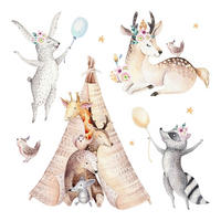 WANDAUFKLEBER 80x130cm - Waldtiere - Multicolor, Kunststoff (80/130/0.1cm) - Wallfluent