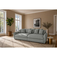 BIGSOFA Hereford XXL Cord Grau inkl. 12 Kissen 274/131/61 cm - Grau, Kunststoff/Textil (274/61/131cm) - foamnova