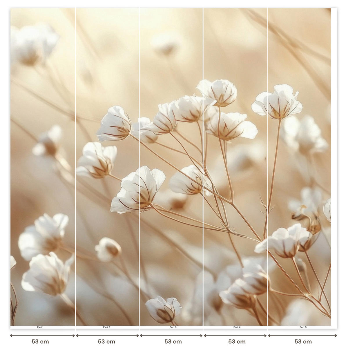 TAPETE - Wild - Blumen - Weiß - 280x260 cm - Creme, Papier (280/260cm) - OnlyWow