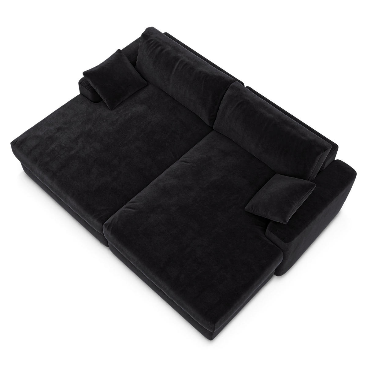 SOFA PLUM Samt Schwarz 260cm - Schwarz, Textil (260/83/155cm) - Premium Interiors