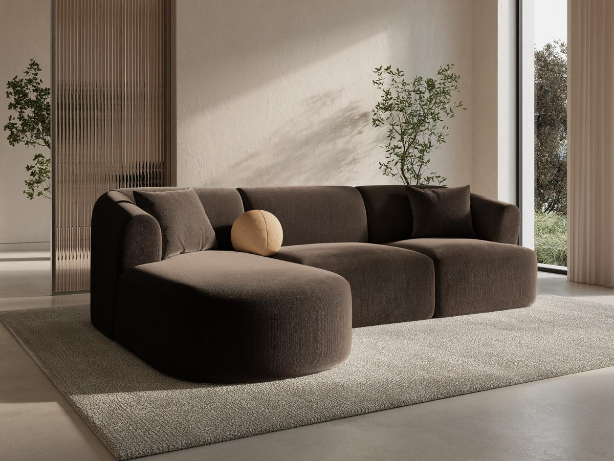 MODULARES-ECKSOFA links Campi aus Samt Schokolade 4 Sitzplätze - Dunkelbraun, Textil (156/256cm) - Cosmopolitan Design