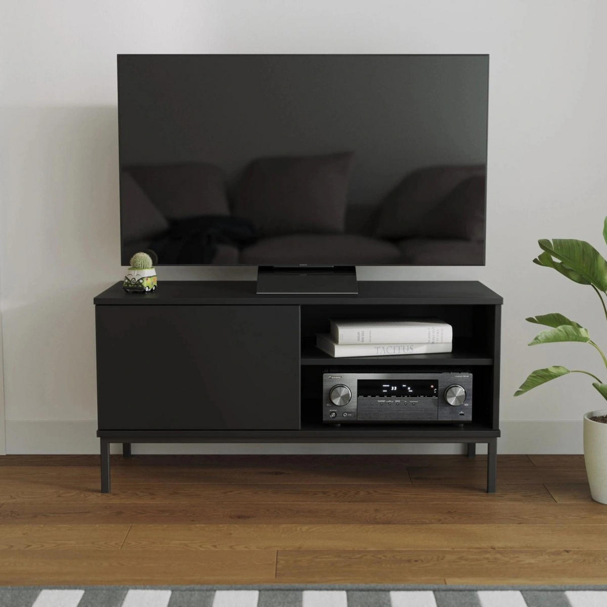TV-LOWBOAARD Dallas 1D 100 cm Schwarz - Schwarz, Holzwerkstoff/Metall (100/50/41cm) - Ravio