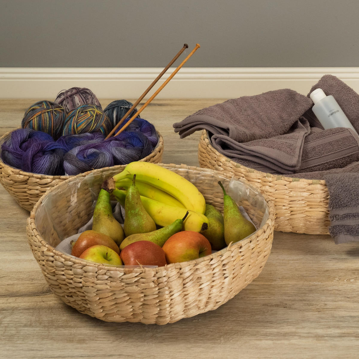 KORB-SET Elva 3-teilig verschiedene Größen, wasserdicht naturfarben - Naturfarben, Naturmaterialien (12cm) - CREEDWOOD