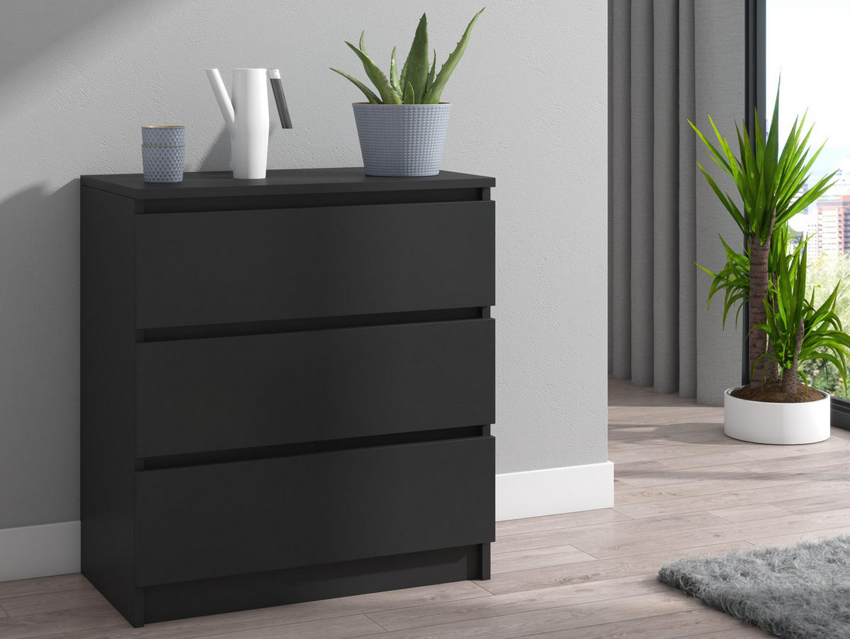 KOMMODE bella3 - Schwarz, Holzwerkstoff (60/76/35cm) - roe furniture