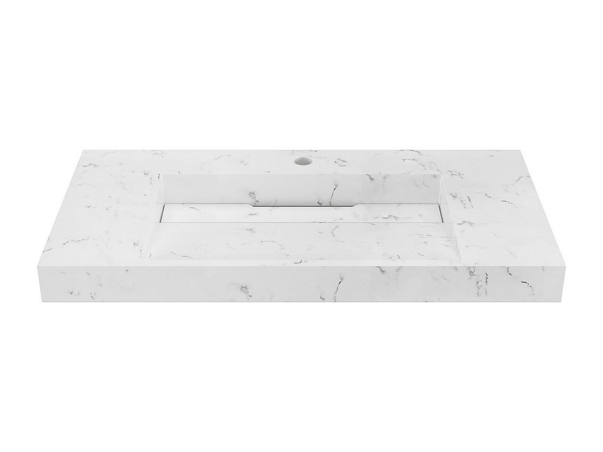 WASCHBECKEN hängend - 90,2 x 45,2 x 8 cm - Solid Surface - Weiß - TAKOTNA - Weiß, Stein (90.2/8/45.2cm) - Vente-Unique