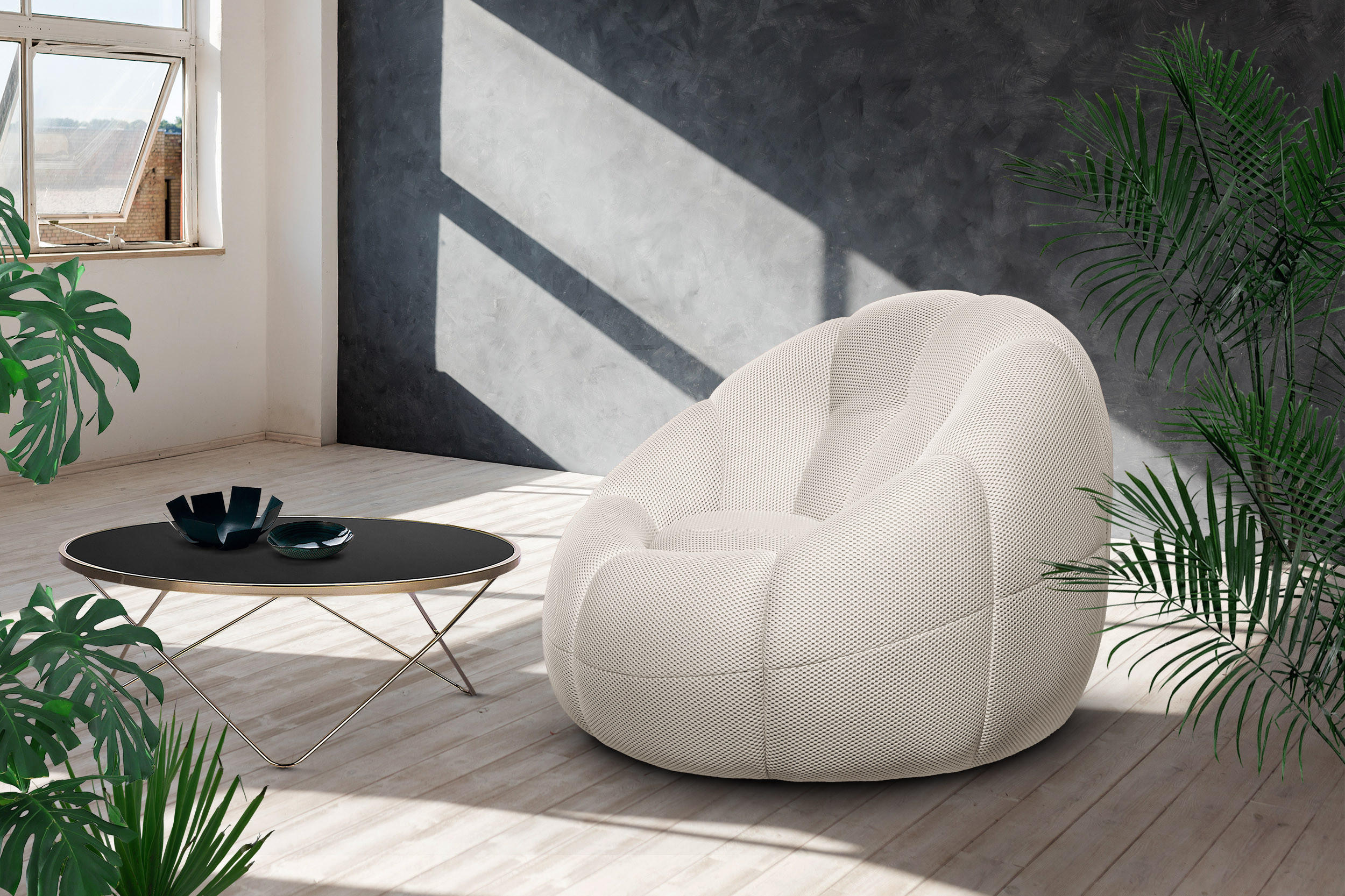SESSEL FIGO, ecru - Ecru, Holzwerkstoff/Textil (104/83/104cm) - Courtois Laville