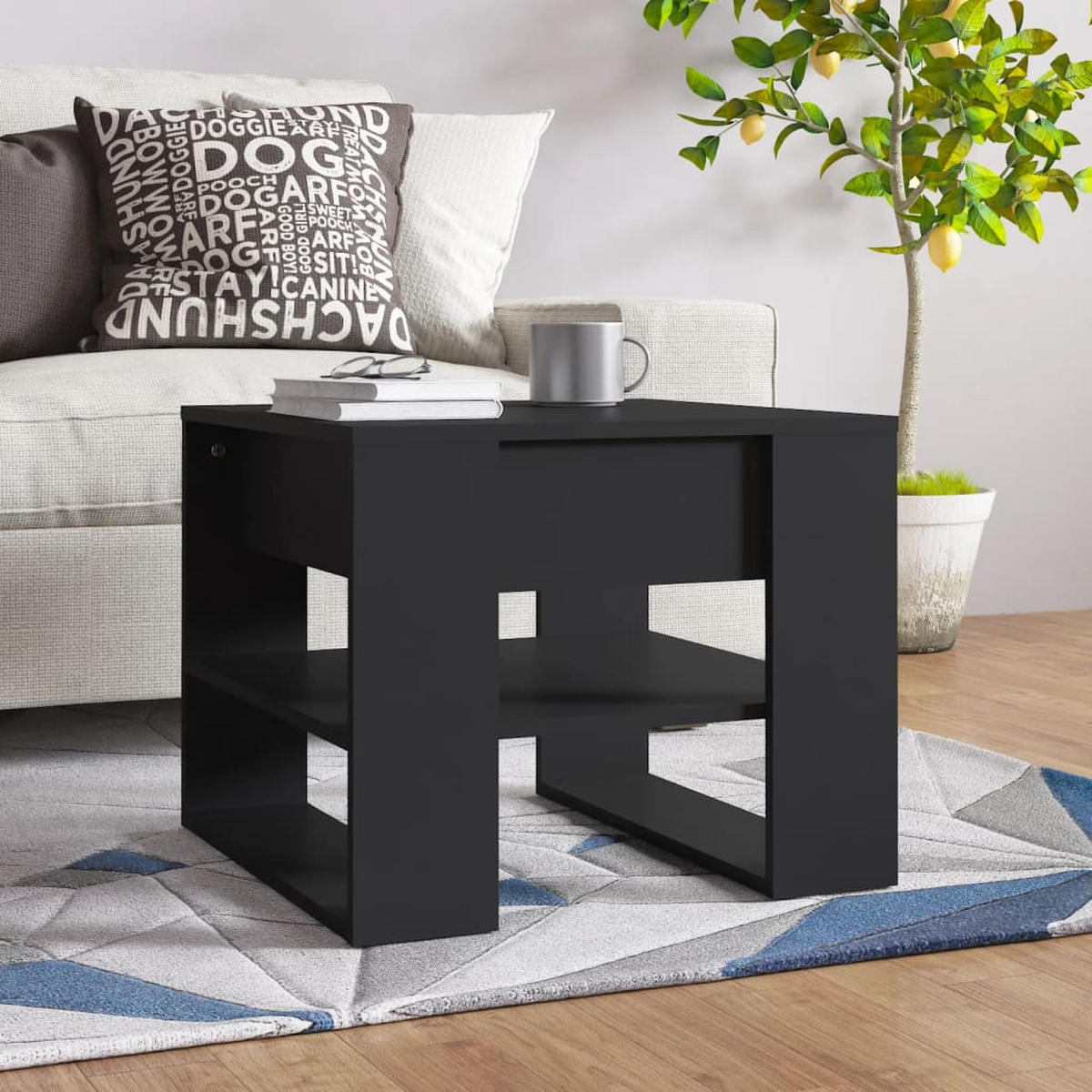 COUCHTISCH Schwarz 55,5x55x45 cm Holzwerkstoff - Schwarz, Holzwerkstoff (55.5/55/45cm) - furnicato