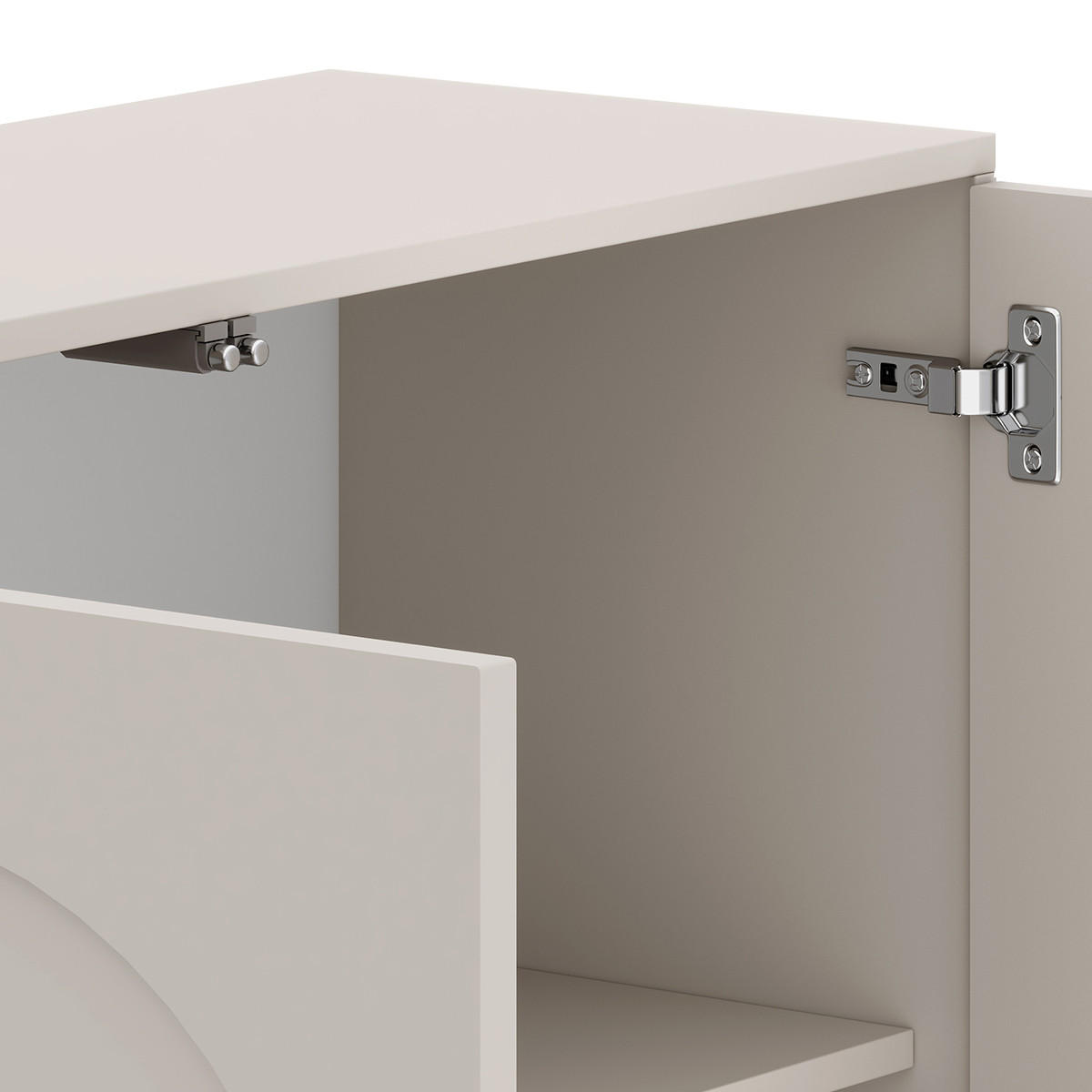 HIGHBOARD Amaro, Hochkommode mit 2 Türen, gefrästen Bogenfronten, Push-to-Open, Kaschmir - Kaschmir, Holzwerkstoff (103/119/35cm) - Beautysofa