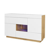 SIDEBOARD 120/37/76,5 cm mit 2 Türen, 2 Schubladen & LED in Weiß - Weiß, Holzwerkstoff (120/37/76.5cm) - BEAOK