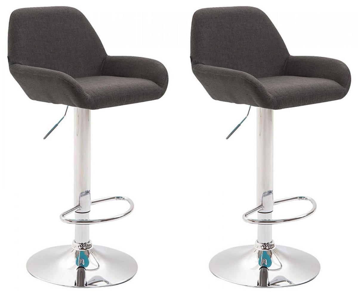BARHOCKER 2er Set Stoff dunkelgrau - Chromfarben/Dunkelgrau, Textil/Metall (51/89/52cm) - CLP