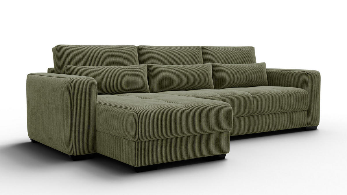 ECKSOFA OLI 4-Sitzer links, olivgrün - Olivgrün, Holz/Textil (295/172cm) - Courtois Laville
