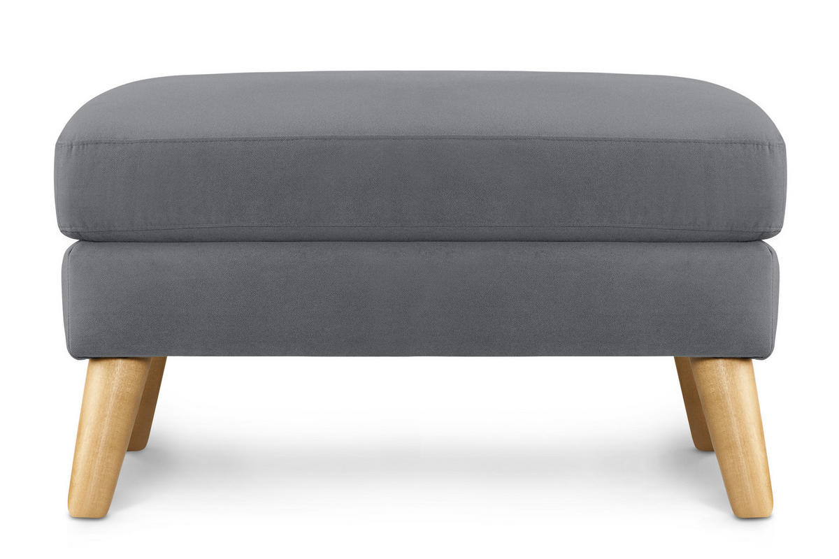 SITZHOCKER TAGIO Pouffe, grau - Braun/Grau, Buchenholz/Textil (65/46/80cm) - KONSIMO®