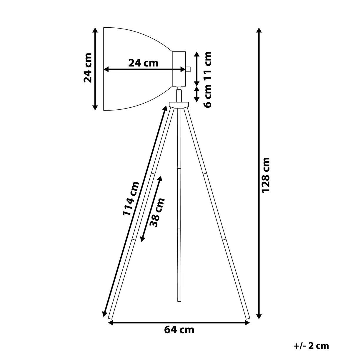 STEHLAMPE Tamega 24/24/128 cm - Schwarz, Metall (24/24/128cm) - Beliani