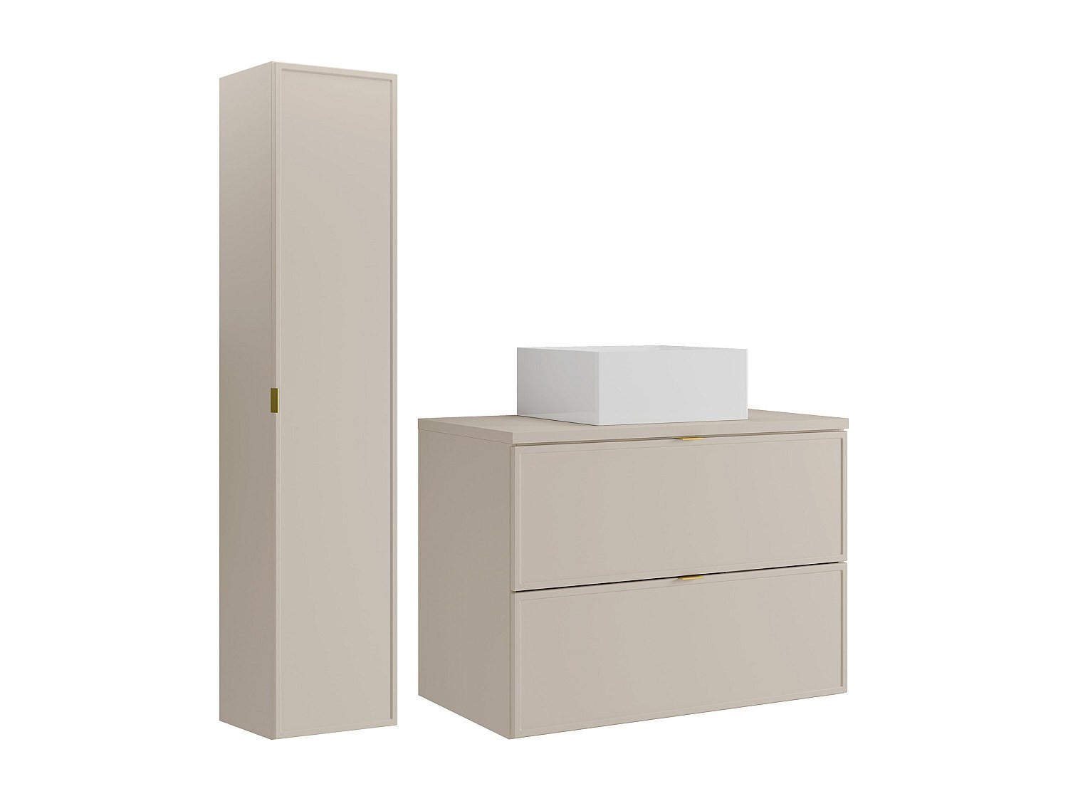 BADMÖBEL-SET - 80 x 45 - holz - beige Ondil - Weiß, Holz (80/60/45cm) - Vente-Unique