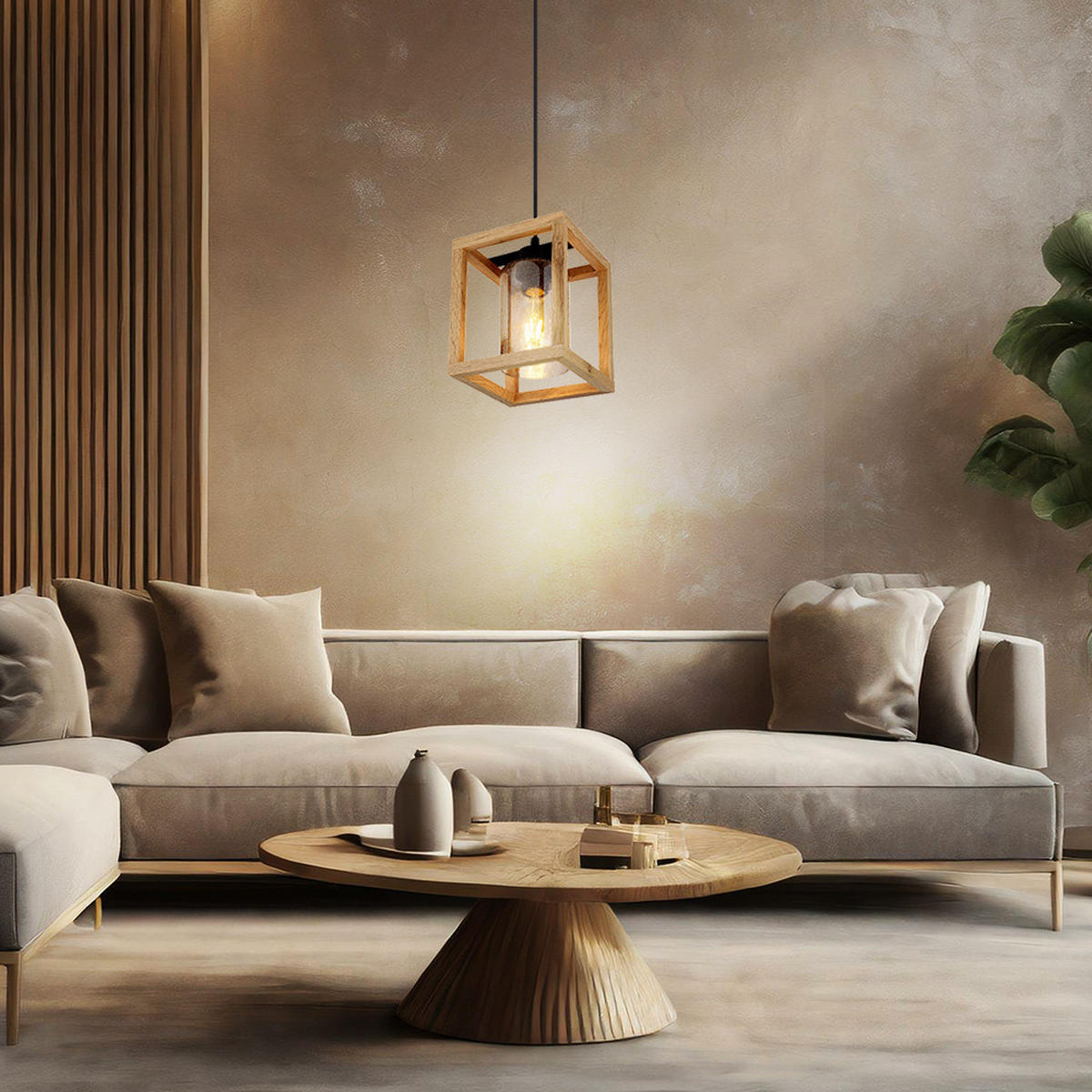 LED HÄNGELEUCHTE Glas Braun Matt - Braun, Holz (17/17/120cm) - Globo Lighting