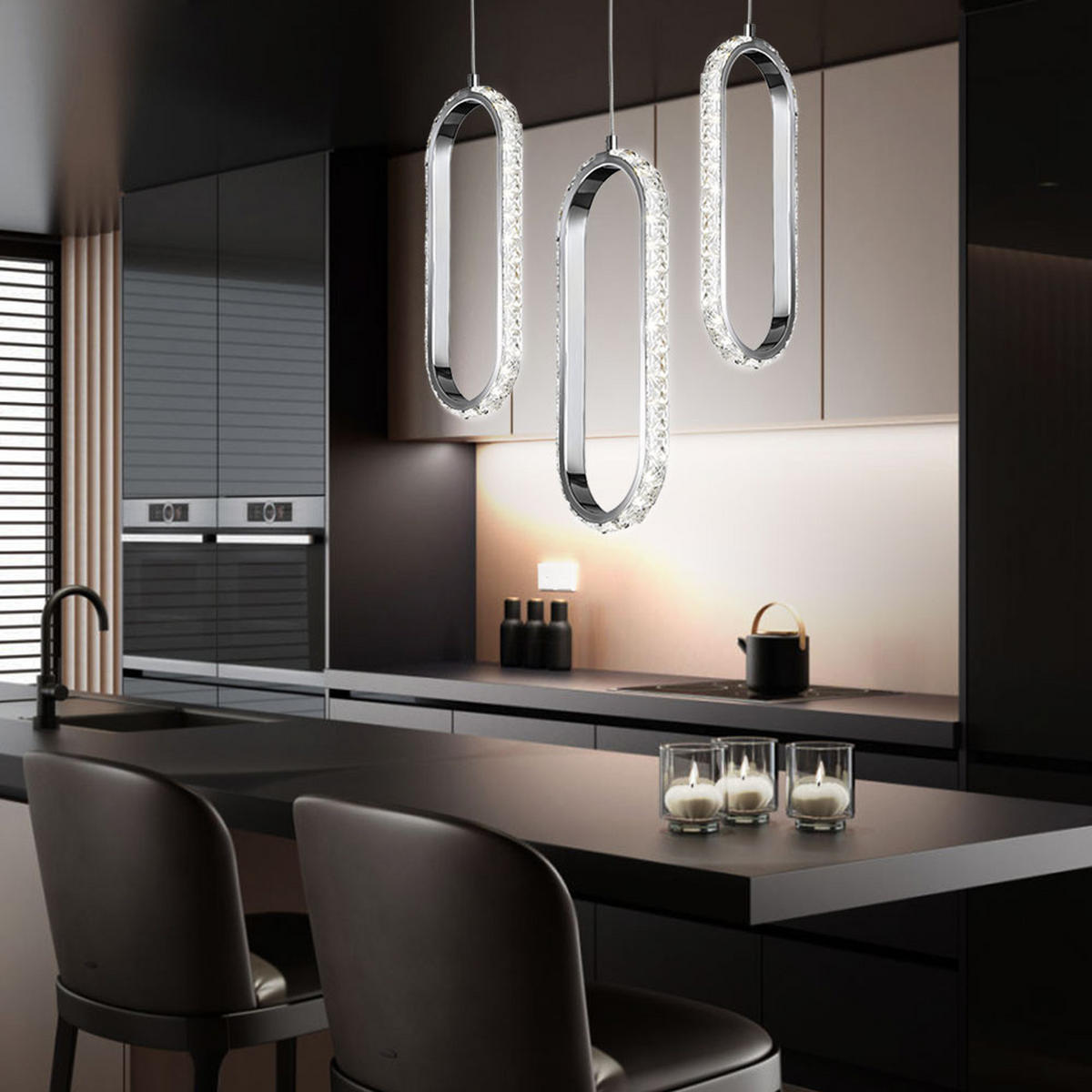 LED HÄNGELEUCHTE Chrom Silber Dimmbar 2er Set - Silberfarben, Metall (33.5/13/150cm)