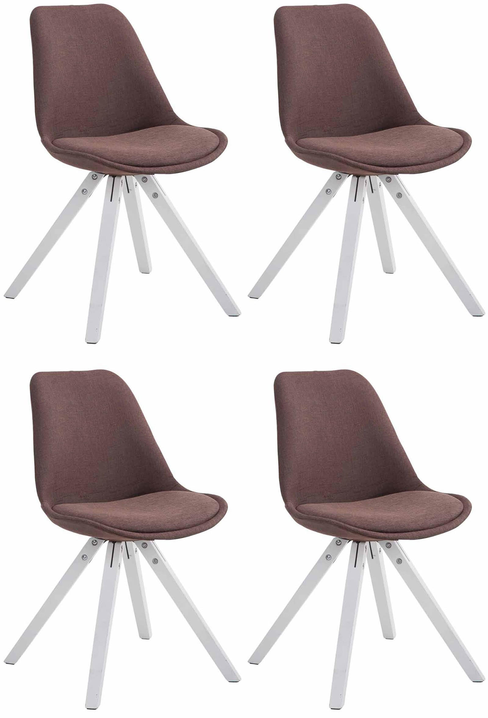 BESUCHERSTUHL Toulon, 4er Set Stoff, Gestell Holz Square Weiß Braun - Braun/Weiß, Holz/Buchenholz (48/83/56cm) - TPFLiving