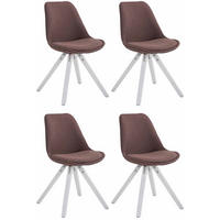 BESUCHERSTUHL Toulon, 4er Set Stoff, Gestell Holz Square Weiß Braun - Braun/Weiß, Holz/Buchenholz (48/83/56cm) - TPFLiving