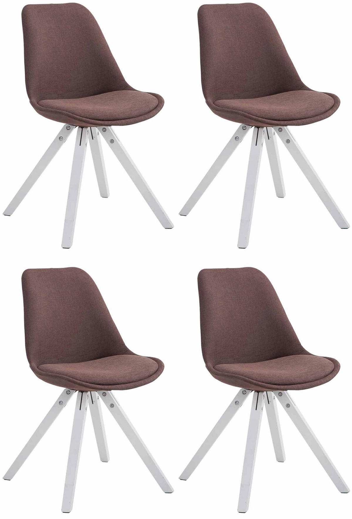 BESUCHERSTUHL Toulon, 4er Set Stoff, Gestell Holz Square Weiß Braun - Braun/Weiß, Holz/Buchenholz (48/83/56cm) - TPFLiving