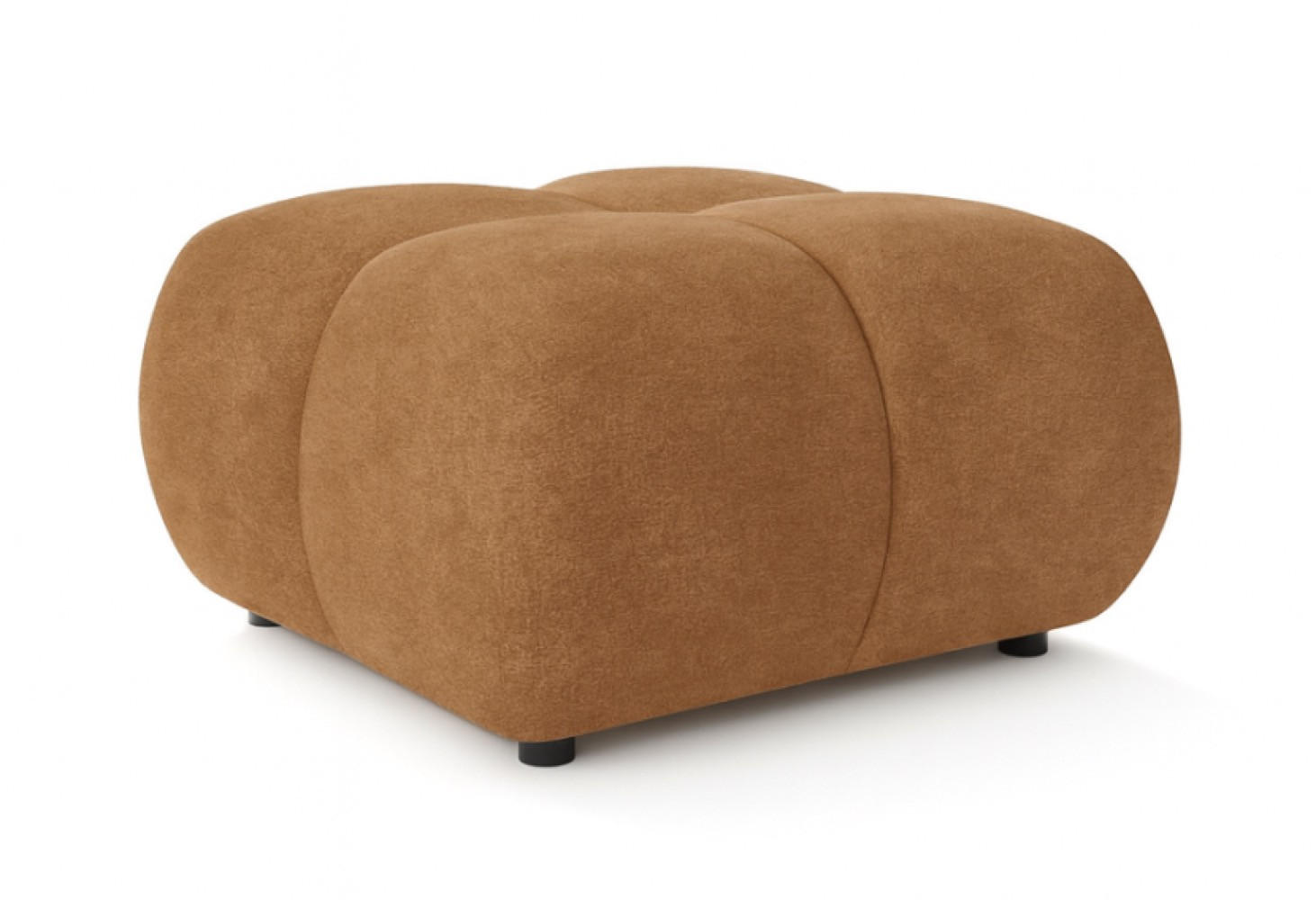 POUF Hellbraun Mila Mit Steppungen Auf Schwarzen Niedrigen Beinen - Braun, Textil (72/43.5/72cm) - Sepro Meble
