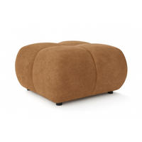 POUF Hellbraun Mila Mit Steppungen Auf Schwarzen Niedrigen Beinen - Braun, Textil (72/43.5/72cm) - Sepro Meble