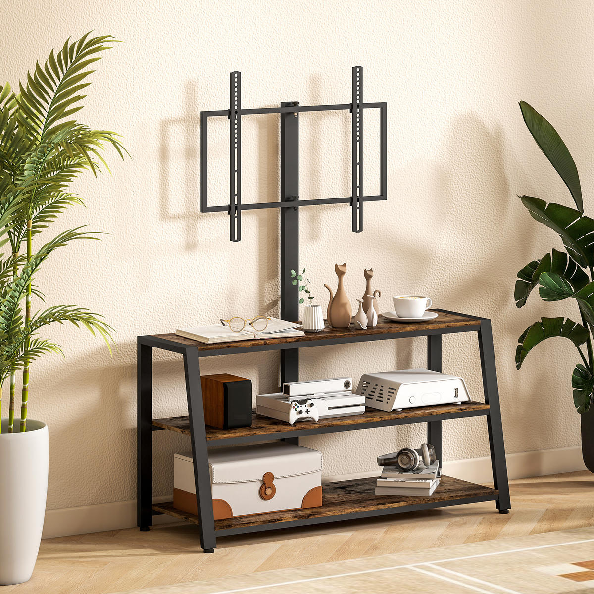 TV-MÖBEL DE-16174 Schwenkbare TV-Halterung (35°) für 32-70 Zoll Braun - Braun, Holzwerkstoff (41/135/108cm) - ComfortXL