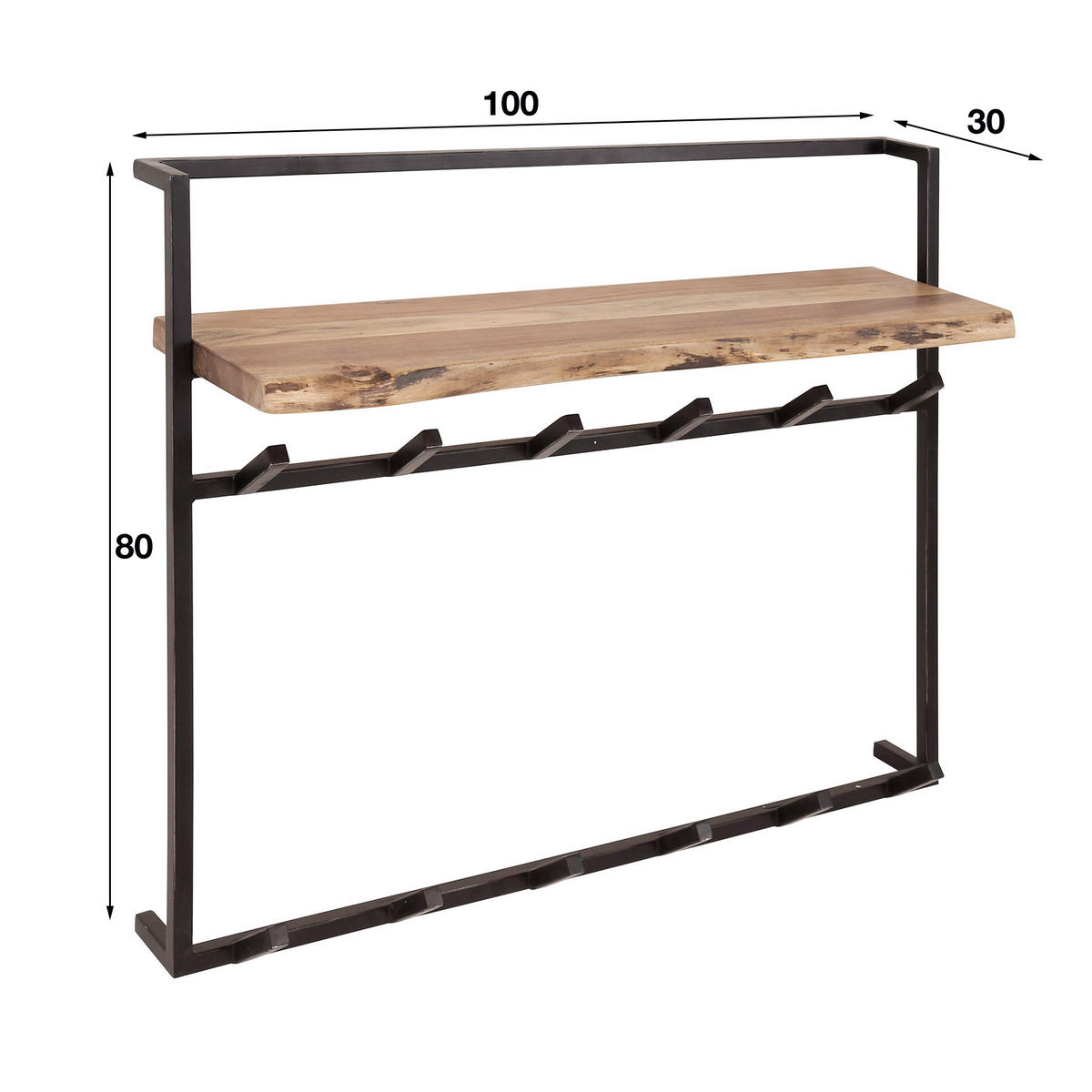 WANDGARDEROBE Air Solid Braun 100/30/80 cm - Braun, Holz (30/80/100cm) - Hoyz Collection