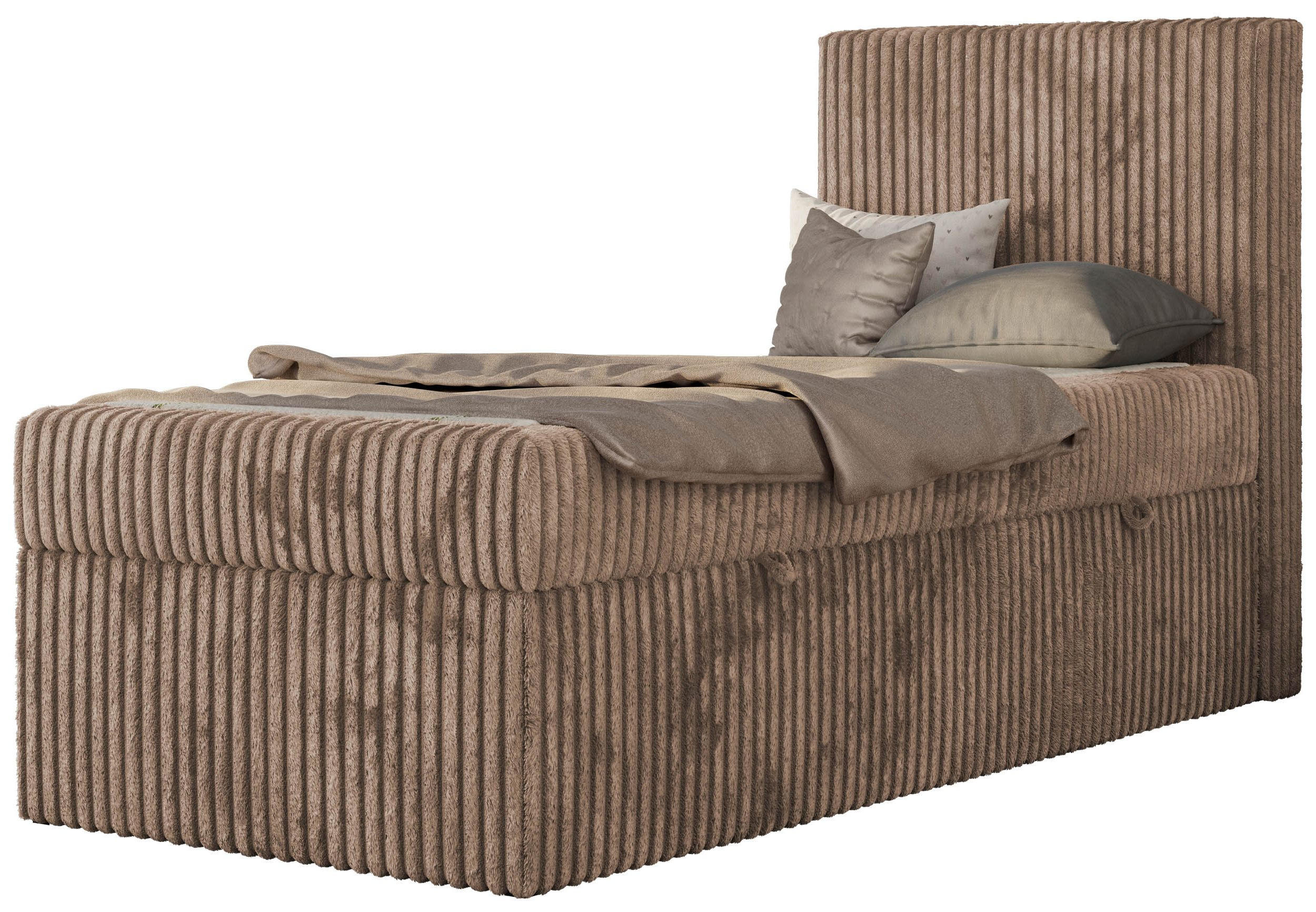 JUGENDBETT TILIO 90/200 - Braun - H4 - Rechts Seite - Braun, Textil (90/200cm) - MKS