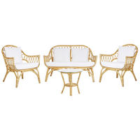 LOUNGE-SET 4-sitzer Rattan Beige Sibari - Beige, Naturmaterialien - Beliani