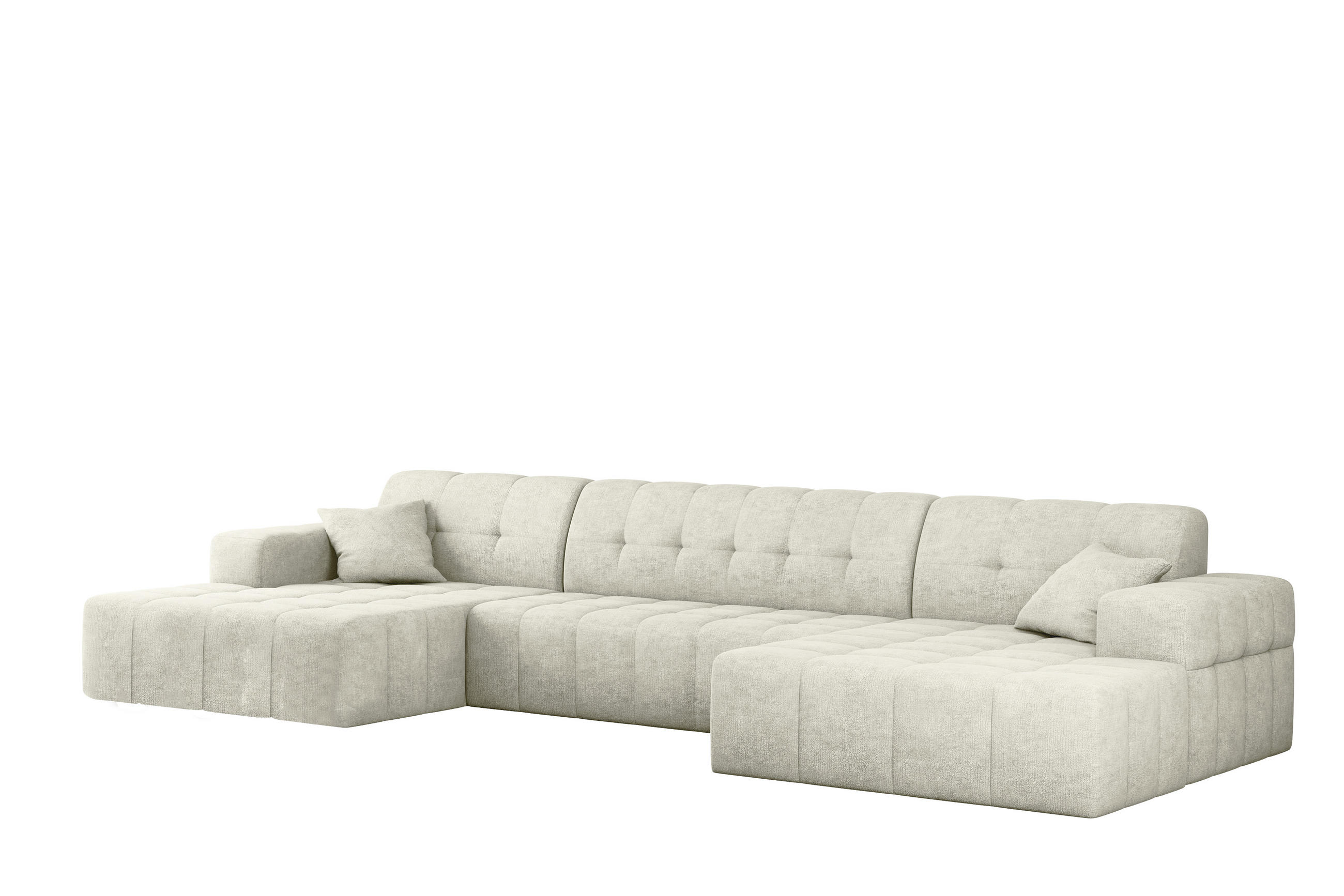 ECKSOFA U-form NIMES Stoff Perfect Harmony Creme - Creme, Holz/Kunststoff (168/350cm) - Kaiser Möbel